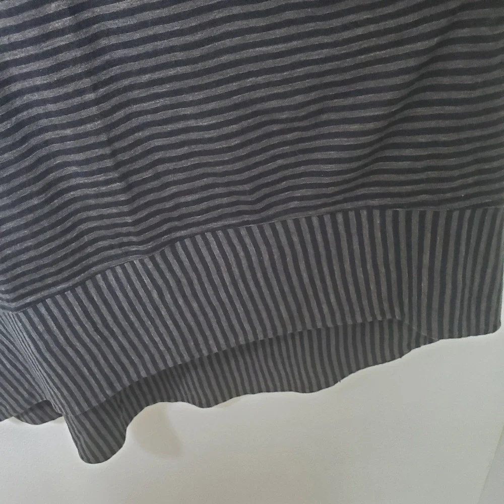 Eileen Fisher Striped‎ Linen Knit Racerback Tank Dress Grey Black Size Large